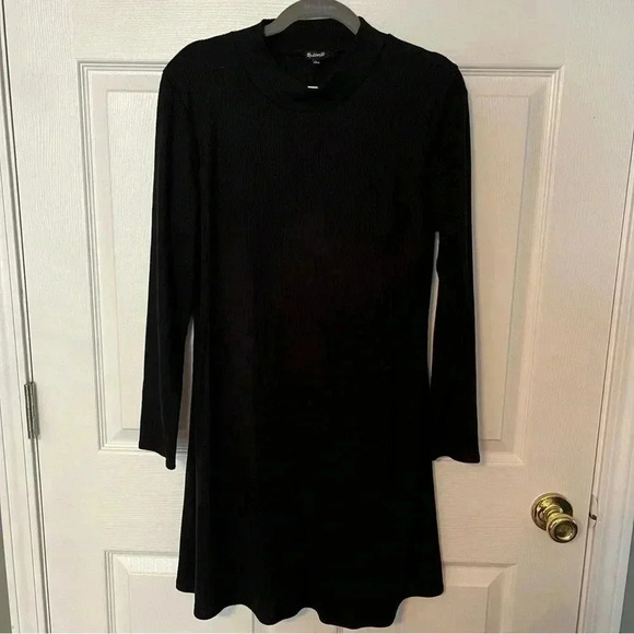 Madewell Ribbed Mock Turtle Neck Dress Short Midi Length - Picture 3 of 6